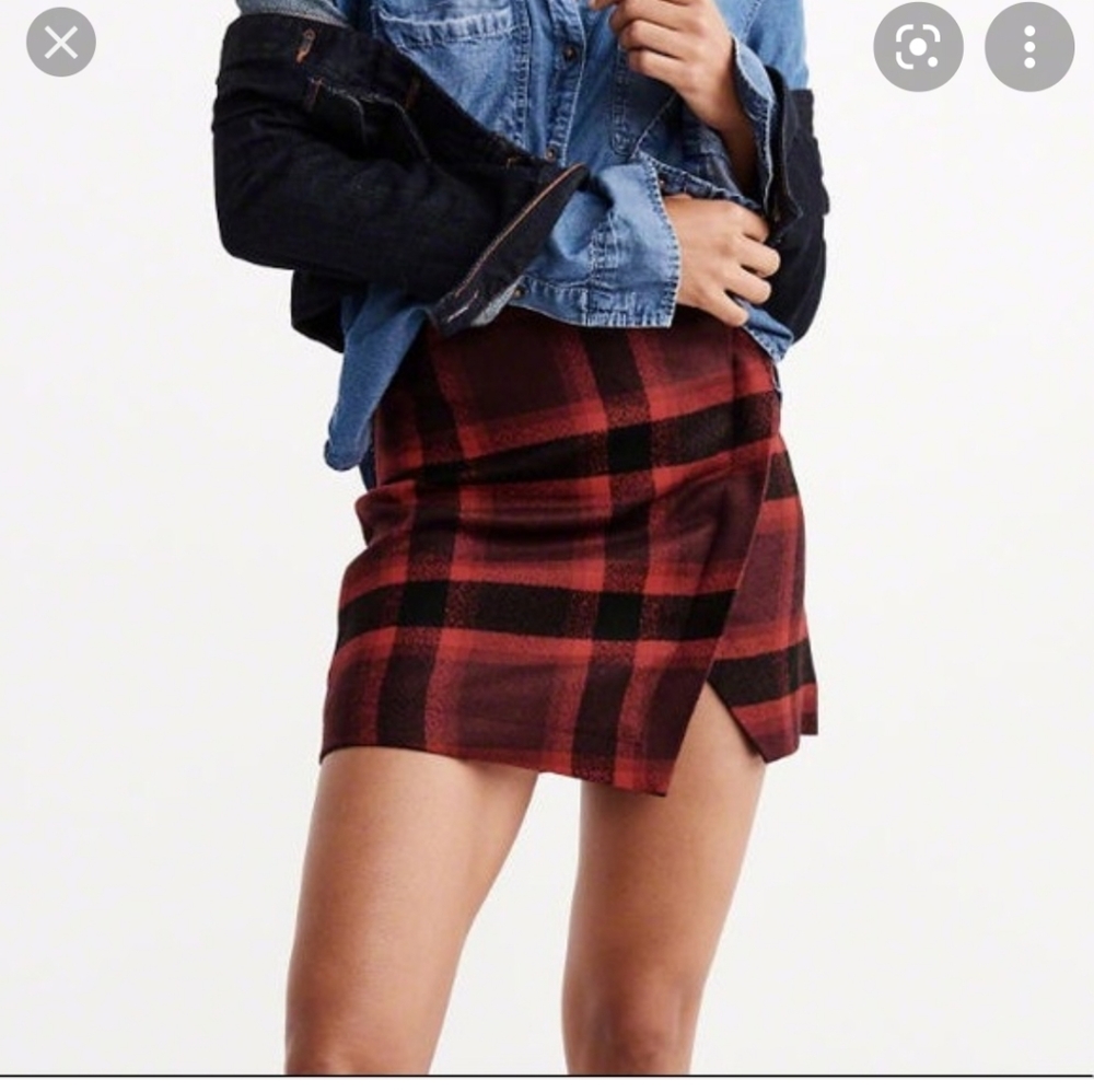 Plaid wool skirt
